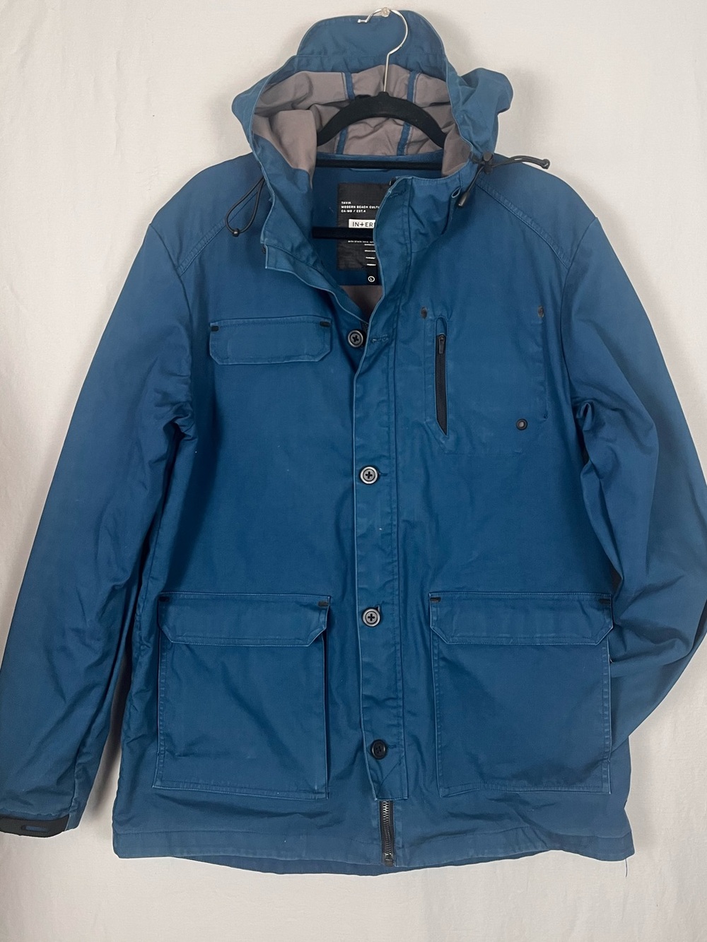Huckberry Tavik River Interface Weatherproof Parka Mens Large Blue Utility Coat